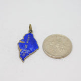 Sterling Silver Blue Enamel Isle Of White County Charm Pendant Vintage c1970