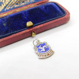 Sterling Silver & Enamel Isle of Man Charm Pendant Vintage c1970