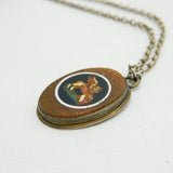 Boxed 19th Century Silver Mounted Micro Mosaic Lion Pendant Necklace Antique
