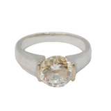 Sterling Silver Paste Solitaire Engagement Band Ring Vintage c1970 Size P 1/2