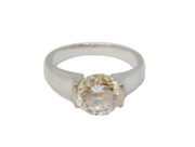 Sterling Silver Paste Solitaire Engagement Band Ring Vintage c1970 Size P 1/2