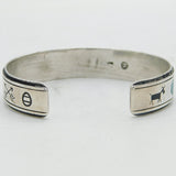 Navajo Sterling Silver Hardstone Stone Bangle Bracelet Vintage c1950s