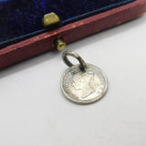 Victorian Sterling Silver 1 1/2 Pence Coin Charm or Pendant Antique 1862