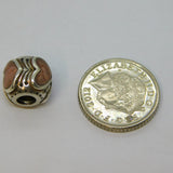 Sterling Silver Pink Enamel Heart Charm Bead For Bracelet Vintage c2000