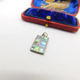 Sterling Silver Rectangular Abalone Window Charm Pendant Vintage c1970