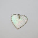 Sterling Silver Mother Of Pearl Flat Heart Charm Pendant Contemporary c1990s