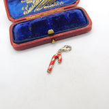 Sterling Silver Red Enamel Stick of Rock Charm Pendant Vintage c1970