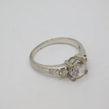 Sterling Silver Triple Paste Set Chevron Pattern Ring Vintage c1990 Size Q 1/2