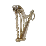 Sterling Silver Concert Harp Charm Pendant Vintage c1970
