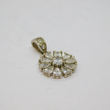Sterling Silver White Topaz Flower Charm Pendant Contemporary c1990s