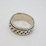 Sterling Silver Celtic Style Patterned Spinning Band Ring Vintage c1970 Size U