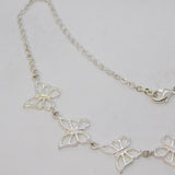 Sterling Silver Cable Link Butterfly Dress Necklace Vintage c2000