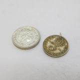 Sterling Silver Amethyst Set Threepence Coin Charm Pendant Antique 1911