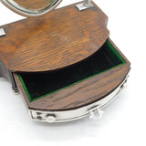 Edwardian Sterling Silver & Wooden Jewellery Box & Mirror Antique 1905