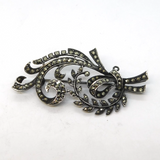 Art Deco Sterling Silver Marcasite Set Floral Spray Brooch Antique c1920s