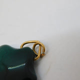 Victorian 9ct Gold Mounted Carved Green Agate Shield Pendant Antique c1860