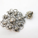 Austro-Hungarian Sterling Silver, Pearl & Garnet Drop Pendant Antique c1880s