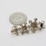 Sterling Silver Pearl & Paste Set Drop Charm Pendant Vintage c1970s