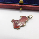 Sterling Silver and Coloured Enamel Map Outline 'Wales' Charm Vintage c1970