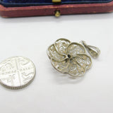 Sterling Silver Filigree Floral Swirl Charm Pendant Vintage c1970