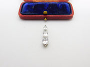 Sterling Silver Diamond Paste Trio Drop Charm Pendant Vintage c1970