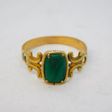 Georgian 15ct Yellow Gold & Malachite Set Dress Ring Antique c1790s