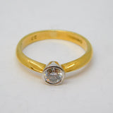 18ct Yellow Gold & 0.33ct Brilliant-Cut Diamond Solitaire Ring Vintage c1990