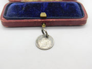 Victorian Sterling Silver 1 1/2 Pence Coin Charm or Pendant Antique 1862