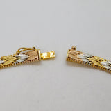 Italian Gold On Sterling Silver Tri-Colour Chevron Collar Necklace Modern c1990