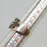 Sterling Silver Faceted Black Crystal Statement Ring Vintage c1970 Size Q 1/2