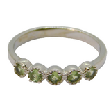 Sterling Silver 5 Peridot Half Eternity Band Ring Vintage c1970 Size N 1/2