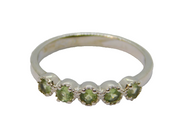 Sterling Silver 5 Peridot Half Eternity Band Ring Vintage c1970 Size N 1/2