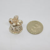 Sterling Silver Large Ornate Crown Charm Pendant Vintage c1970