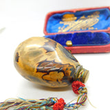 Victorian Natural Nut Pendant Talisman With Ribbon Antique c1880 Possible Flask?
