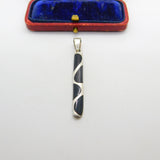 Sterling Silver Onyx Baton Charm Pendant Vintage c1970
