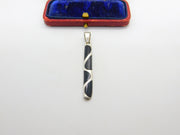 Sterling Silver Onyx Baton Charm Pendant Vintage c1970