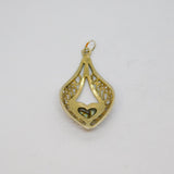 Sterling Silver Eastern Style Shell Heart Peardrop Charm Pendant Vintage c1970s