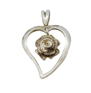 Sterling Silver Sweetheart with a Rose Charm Pendant Vintage c1970