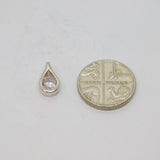 Sterling Silver Round Paste Set Peardrop Charm Pendant Vintage c1970