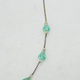 Rolled Gold, Green Glass & Pearl Set Beaded Necklace Antique c1920 Art Deco