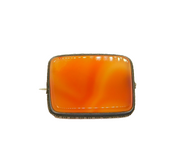 Sterling Silver Carnelian Red Agate Rectangle Form Brooch Pin Antique c1930