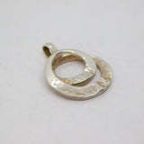 Sterling Silver Planished Textured Entwined Circles Studio Pendant Modern c1990s