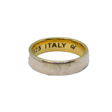 Italian Gold On Sterling Silver Bi-Colour Wedding Band Ring Modern c1990 Size K
