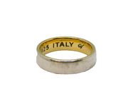 Italian Gold On Sterling Silver Bi-Colour Wedding Band Ring Modern c1990 Size K