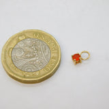 9ct Yellow Gold & Small Fire Opal Set Drop Charm Pendant Vintage c1970s