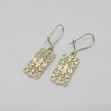 Pair of Sterling Silver Filigree Rectangle Hook Drop Earrings Vintage c1970