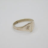 Sterling Silver Patterned Heart Signet Dress Ring Vintage c1970 Size M