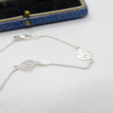 Sterling Silver Beaded Bracelet with Swirl Panels Vintage c1990 7.5" Length