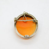 Continental 800 Silver Carved Shell Cameo Brooch Or Pendant Vintage c1970's