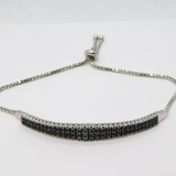 Sterling Silver Graduating Blue Diamond Tassel Bracelet Vintage c2000